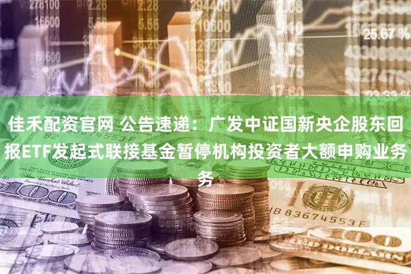 佳禾配资官网 公告速递：广发中证国新央企股东回报ETF发起式联接基金暂停机构投资者大额申购业务